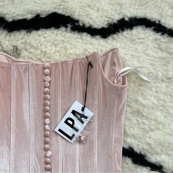 LPA Maddalena Pink Velvet Rhinestone Fringe Corset Top - Picture 9 of 9